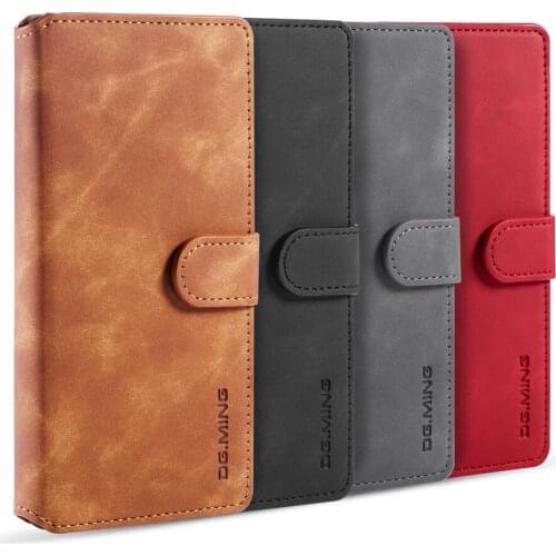DG.MING Retro Plain Flip Leather Card Slots Wallet Case Cover For Huawei Honor V30 Pro Enjoy 10S 9E Y9S Nova 5Z 5T Mate 30 Pro
