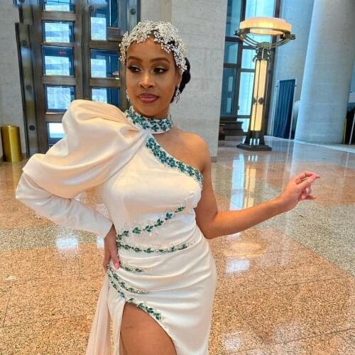 Formal Evening Dresses Long Sleeve Crystal Dresses Woman Party Nigh Robes De Soirée 2021 Arabic Dubai Evening Gowns Party