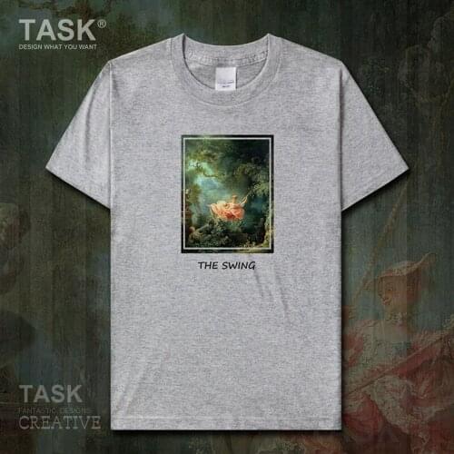 World famous painting series t-shirt Fragonard art painting The Swing Short sleeve clothes cotton summer Retro Streetwear casual