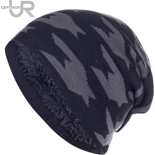 Unisex Warm Winter Hat Fashion Camouflage Print Ski Beanie Hat For Men & Women Add Fur Lined Thick Knitted Hat Bonnet Cap