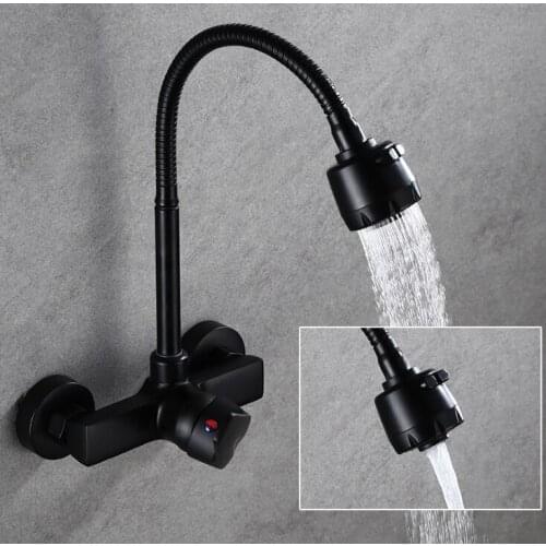 Black color kitchen mixer tap brass faucet single handle hot&cold tap crane mixer bibcock