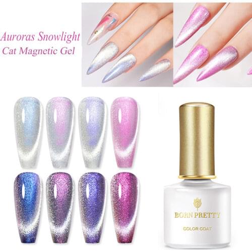 BORN PRETTY Magnetic Gel Nail Polish 6ml Cat Magnet Gel Auroras Snowlight Shining Soak Off UV Gel Base Top Coat Nail Art Varnish