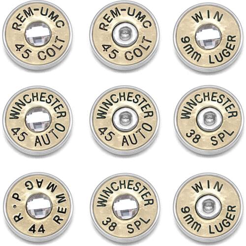 18mm Pistol Bullet Shell Metal snap button jewelry DIY bracelet WINCHESTER 45 AUTO 38 SPL KC291