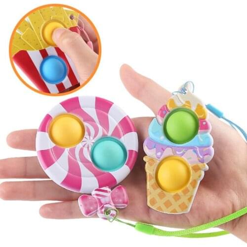 Kawaii Fidget Toys Simple Dimple Keychain Push Bubble Anti Stress Antiestres Squishy Sensory Toys for Boys Pendant Brinquedos