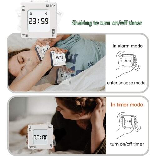 Multifunctional DIY Time Management Pomodoro Timer New Creative Square Alarm Clock Vibration Flashing Backlit Timer Reminder