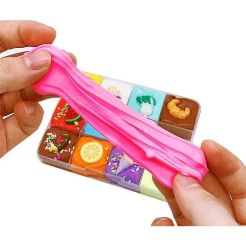 12 Cream Puff Dish Shape Cotton Slime Clay Fluffy Putty Mud Anti Stress Kids Toy