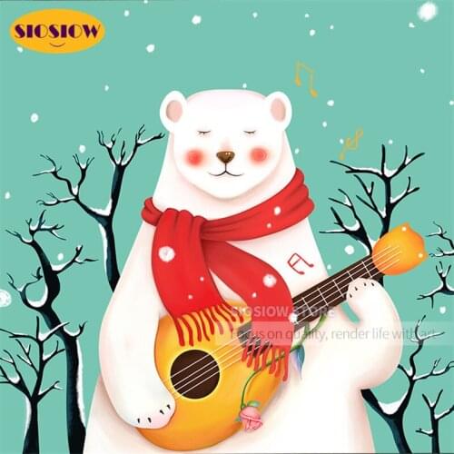 SIOSIOW Full Drill 5d Diy Diamond Painting White Bear 3D Daimond Embroidery Square Mosaic Cross Stitch Needlework Art Decor Home