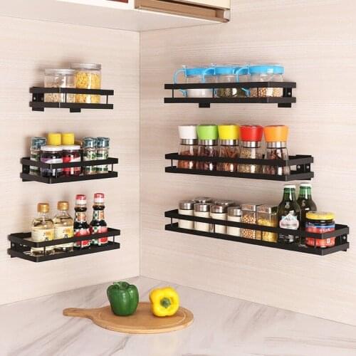 20/25/30/35/40/50CM Metal Kitchen Perforation-free Wall Organizer Multi-function Spice Storage Racks
