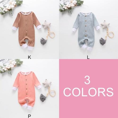 2020 Autumn Baby Boy Girl Romper Cotton Long Sleeve Knitted Solid Jumpsuit Baby Girl Boy Clothes Newborn Toddler Outfits