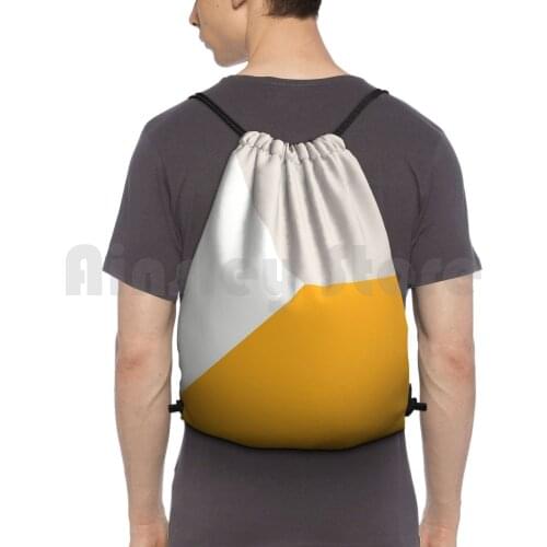Mustard Yellow White And Grey Simple Scandinavian Geometric Minimalist Backpack Drawstring Bag Riding Climbing Gym Bag