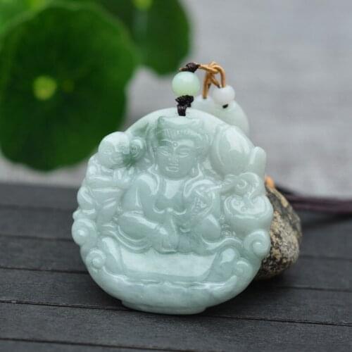 Drop Shipping AAA Grade Natural Jadeite Jade Pendant Necklace Carved Chinese GUANYIN Pendant Gift for Women Mens Jade Jewelry