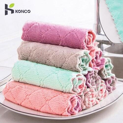 Microfiber Rag Cleaning Cloth,10pcs Kitchen Dish Cloths Double Side Absorbent Dishcloth for Washing Dishs Kitchen Tool