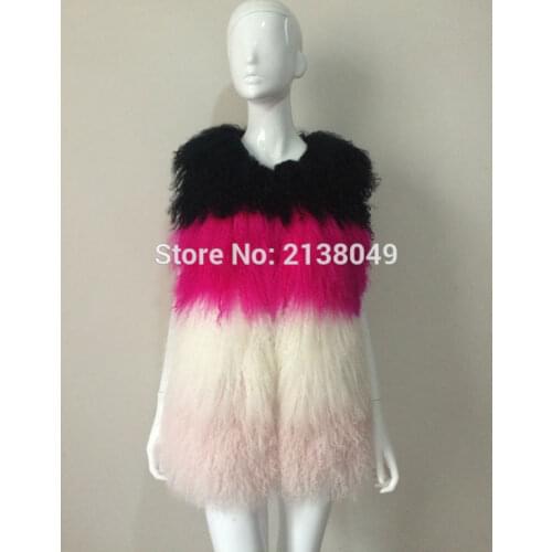 SF0067 Winter Autumn Sheep Fur Vest Fashion Real Fur Coats For Women Brand Sale Female Natural Fur Vest Out Wear High Quality