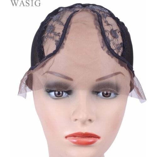 Wig Cap for Making Wigs Full Lace Wig Weaving Cap Mesh Base Stretchy Net with Adjustable Strap Black Hairnets