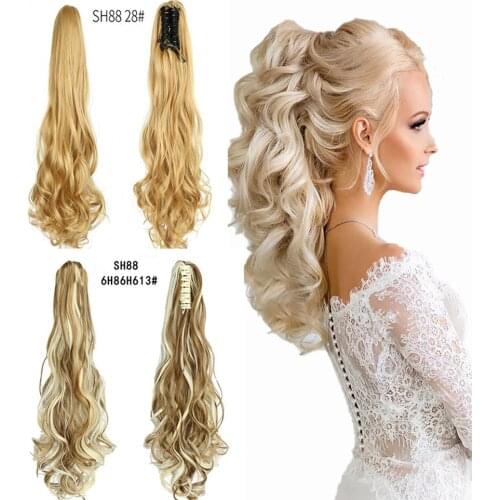 Synthetic Women Claw on Ponytail Clip in Hair Extensions Wavy Curly Style Pony Tail Hairpiece Black Brown Blonde Hairstyle 22