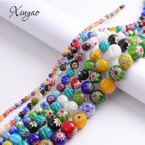 XINYAO 35cm Coloured Glaze Crystal Bead Round Loose Spacer Glass Beads for Jewelry Findings Diy Necklace & Bracelet Making Beads