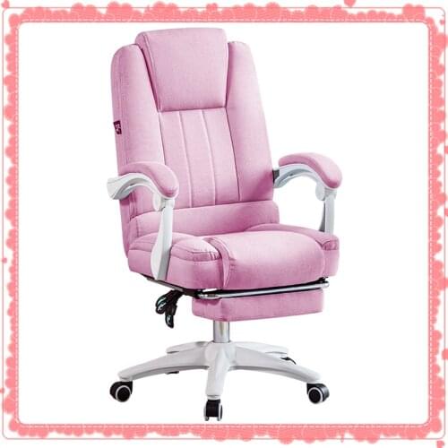 Wcg gaming chair girl cute chair New pink live computer chair soft office chair reclining cotton linen chair for bedroom girl