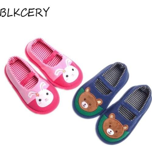 Fashion Toddler Girls Slippers for Baby Boy Slippers Plush Warm Cartoon Bear Bunny Children Home Shoes Little Kid House Footwear