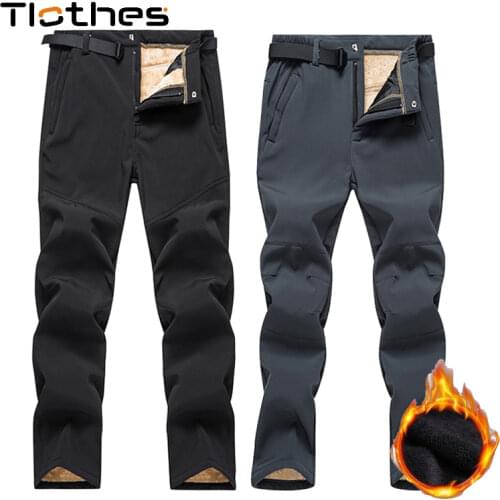 Warm Winter Men Women Softshell Pants Waterproof Outdoor Camping Hiking Pants Lamb Wool Fleece Mountain Trousers Couples Casual
