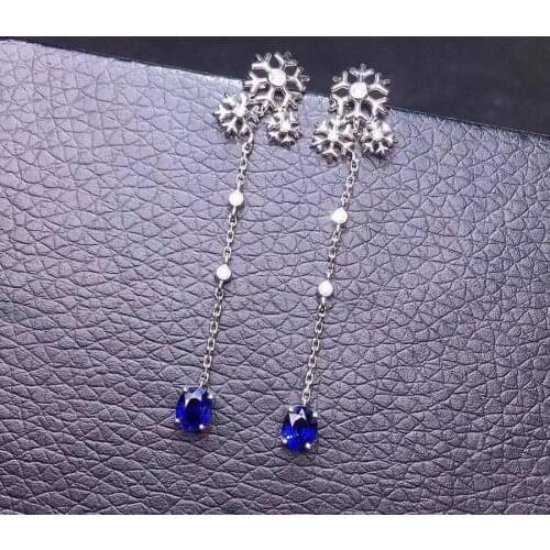 YY512 Sapphire Earrings Stud 18K Gold Jewelry 100% Natural 0.85ct Royal Blue Sapphire Gemstones Stud Earrings for Women