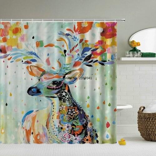 Flowers Plant Fresh Pattern Shower Curtains Waterproof Fabric Bathroom Decor Shower Curtain Multiple Size 240X180 Bath Screen
