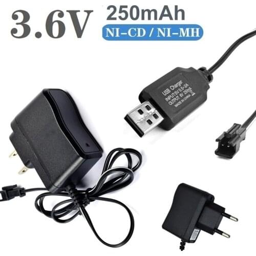 SM SM-2P Plug) 10Pcs/Sets 3.6V 250mAh Charger For Ni-Cd Ni-MH Battery Pack for RC Toys Car Boat Tank Guns 3.6 v Charger