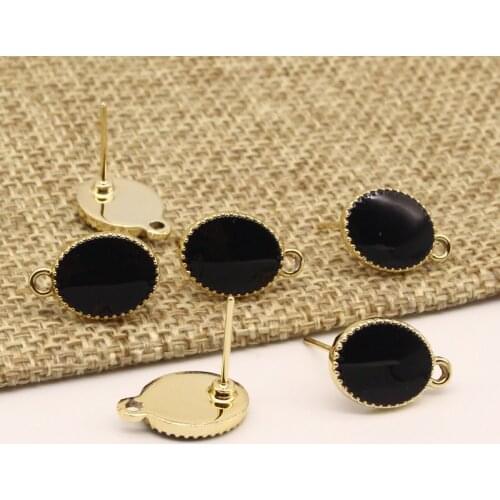 6pcs Trendy Small Oval Black Dangle Earrings Findings Pendant Charms Diy Accessory Women Dangle Earring Arete Jewelry Make C300