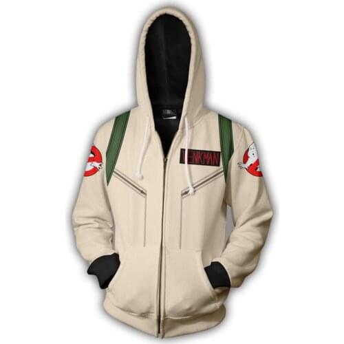Movie Ghostbusters Cosplay Costume Ghostbusters Hoodies 3D Printing zipper Hooded Men and women Fashion Sweatshirts Jackets