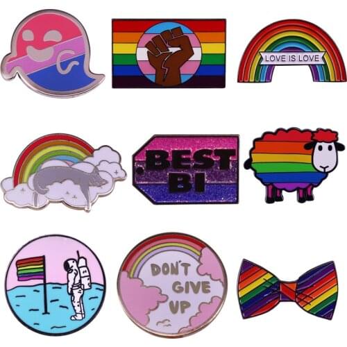 DB336 Homegaga LGBT Pride Rainbow Badges on a Backpack Gay Pins Badges Decoration Brooches Metal Badges For Clothes Bag DIY Gift