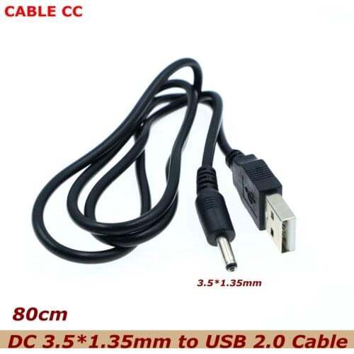 0.8m DC power plug USB 2.0 converted to 3.5 * 1.35mm / DC 3.5 * 1.35 black jack for small speakers, small fan power cord