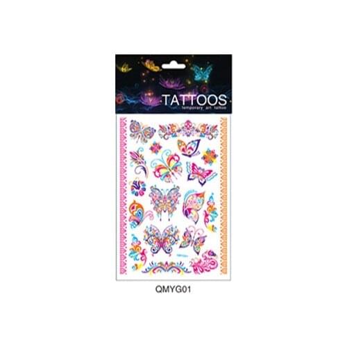1 Sheet Butterfly Luminous Fake Tattoo Glowing in Dark Waterproof Temporary Tattoo Sticker Body Art Halloween Party