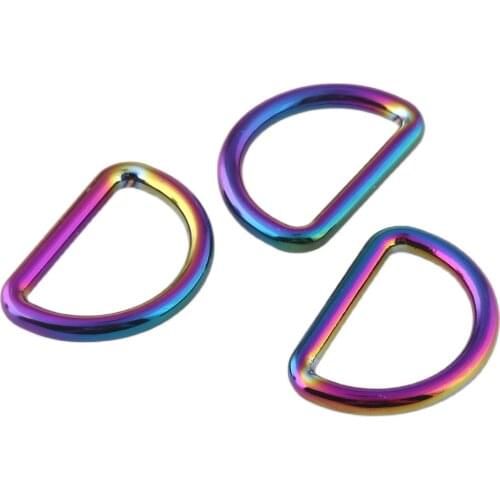 10PCS rainbow D Ring 25mm Metal Buckle Webbing Backpack Bag Leathercraft Strap Pets Collar DIY Sewing Parts Accessories Tools
