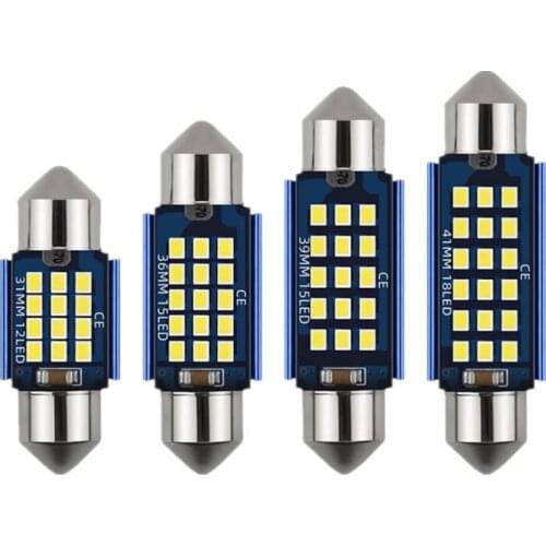 20pcs Festoon C5W C10W CANBUS 31 36 39 41mm Car LED Reading Dome Light Auto Interior Lamp Bulb 12 18SMD 2016 White DC12V