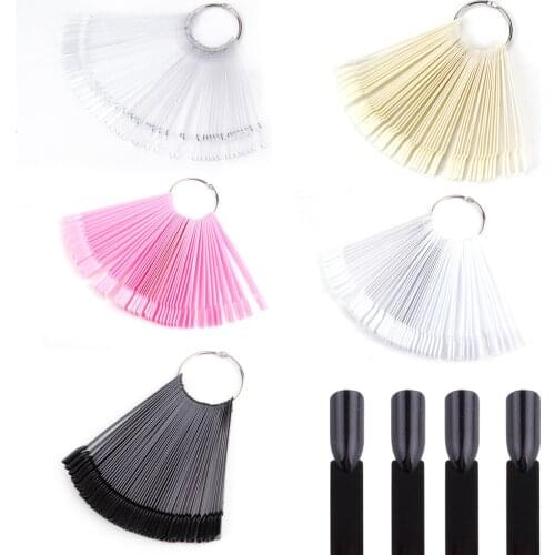 24/50Pcs Nail Display Design Tips Sample Fake Nails Color Chart Manicure Finger Practice Nail Swatch Sticks Polish Display Tips