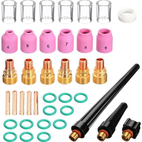 40Pcs TIG Soldering Torch Accessories Collet Bodies Collets Heat-Resistant Glass Cup Welding Tool Kit for WP-9/20/25