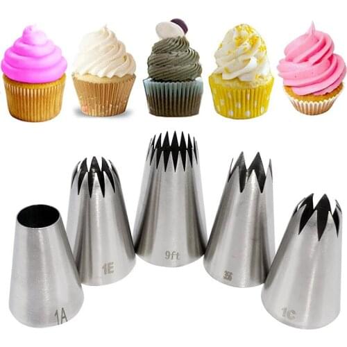 5pcs/pack Cake Decorating Tips Set Stainless Steel Russian Icing Piping Nozzles DIY Cake Cupcake Decorating Pastry Fondant Tools