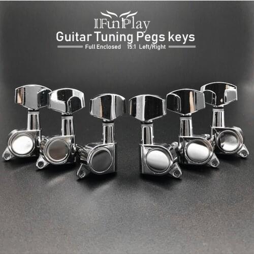 6pcs Guitar Tuning Pegs Tuner Square Head All Closed Machine Head for 40/41 Inch Acoustic Folk Guitar 3R3L/6R/6L