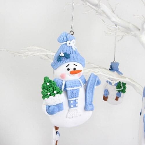 6Pcs Rubber Xmas Hanging Ornaments Cartoon Christmas Tree Pandent Delicate Mini Miniature Christmas Party Decoration for Home