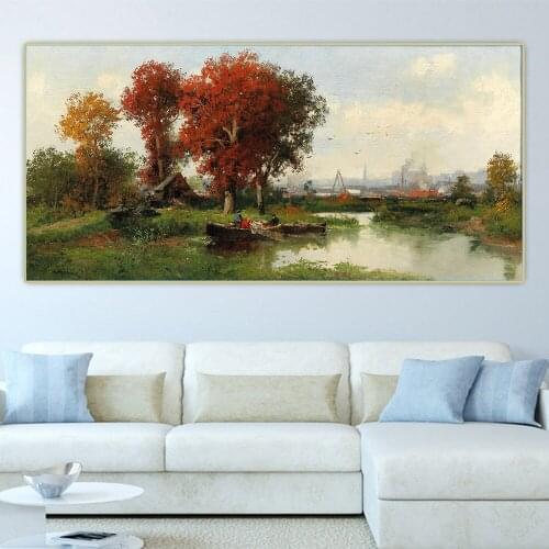 Adolf Kaufmann《Wetland Landscape in Vienna》Canvas Oil Painting Art Aesthetic Poster Picture Wall Hanging Decor Home Decoration
