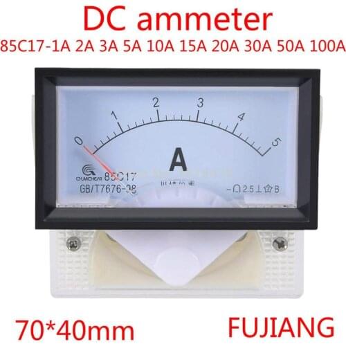 85C17 Analog Current Panel Meter DC 1A 2A 3A 5A 10A 15A 20A 30A 50A 100A Ammeter for Circuit Testing Ampere Tester Gauge