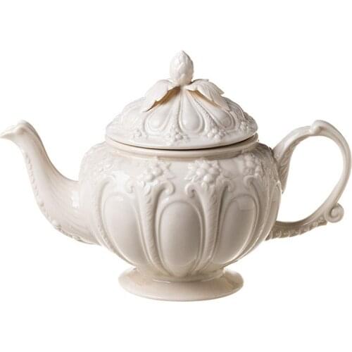 English Relief Retro Cream Coffee Cup Simple Afternoon Tea Set Creative Athens Ceramic Kettle Set
