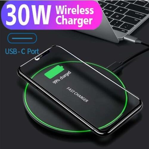 Qi 30W Wireless Charger For iPhone 12 11 Pro Xs Max Mini X Xr 8 Induction Fast Wireless Charging Pad For Samsung s8 s9 s10 note