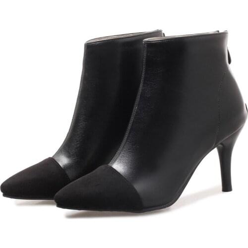 Big Size Top fashion 0 sets of thick heel zipper stitching 0 sets of fashion middle heel boots