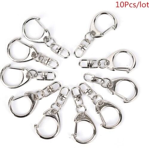 10Pcs 8 Shape Keychain Arts Crafts Key Ring Metal Swivel Clasp Hooks Clip Small C Buckle Jewellery Making