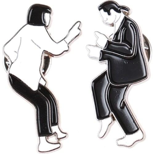 Black White Punk Brooches Enamel Pins Swing Dance Figure Brooches Shirt Collar Bag Lapel Pin Badge Jewelry Gift For Friends