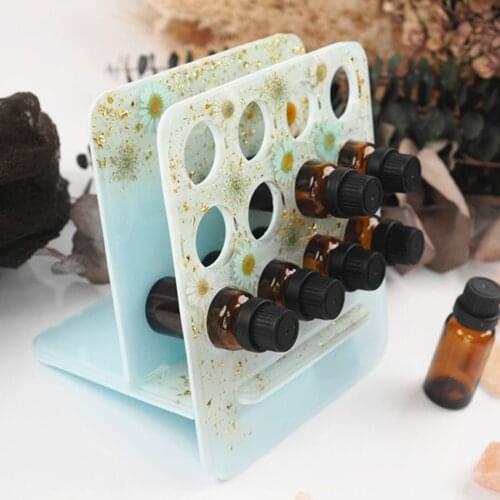 Essential Oil Storage Holder Resin Mold Display Organizer Rack Silicone Mold For Resin Aromatherapy Pigment Oil Storage Shelf