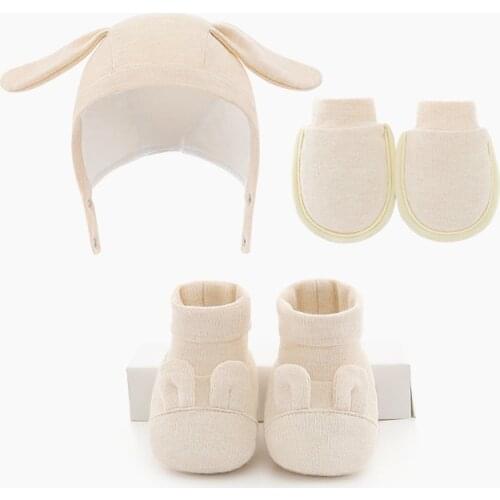 3 Pairs Newborn Baby Gloves Warm Soft Cotton Children Kids Socks Cap Anti-scratch Gloves Infant Mittens+Hat+Socks Baby Set