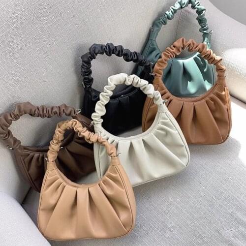 DOYUTIG Classical Women Genuine Leather Harf Moon Handbag Trendy Cow Leather Fold Pattern Crossbody Bag Lady Fashion Bags F807