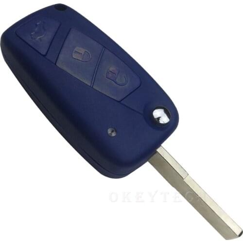 Flip Remote Car Key Case Shell For FIAT Punto Ducato Stilo Panda Idea Doblo Bravo 3 Buttons Blue Uncut Blade Keyless Fob Covers