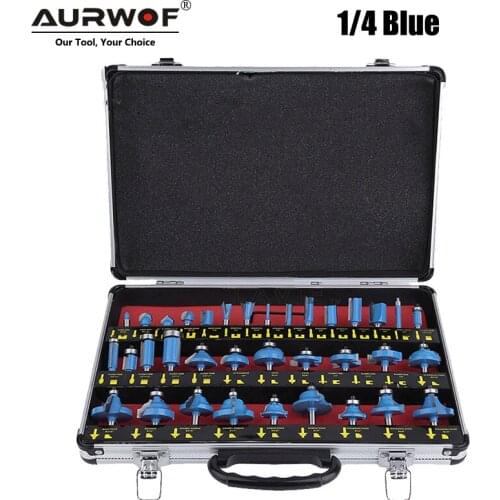 35PCS 1/4" Shank Woodworking Router Bits Flush Straight Chamfer Trimming Bits DIY Milling Cutter Engraving Machine Tool MC01001